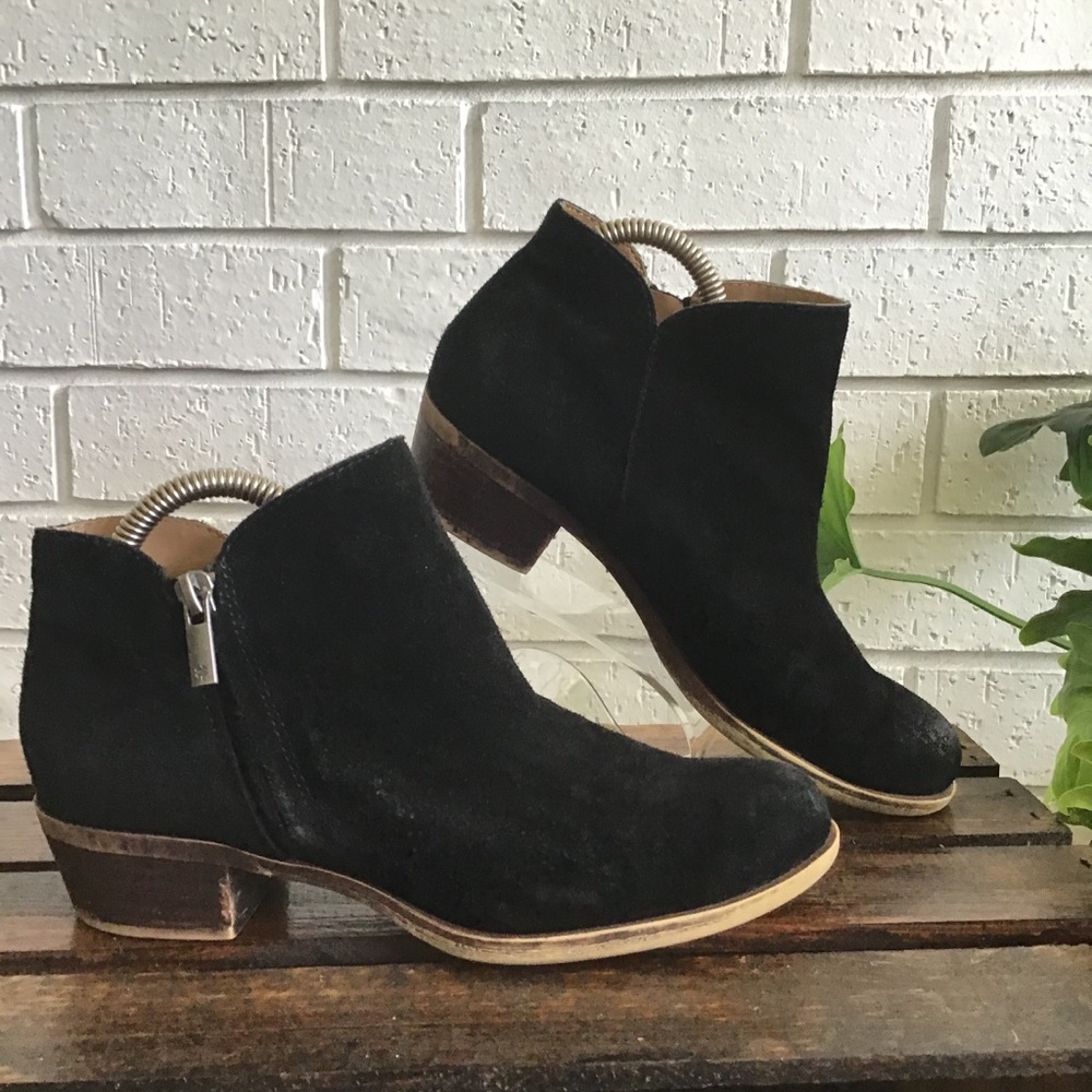 Lucky Brand Barough Black Leather Ankle Booties